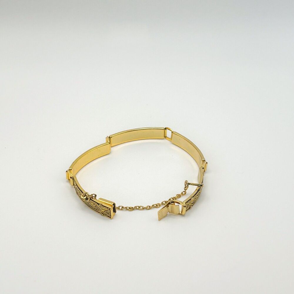 Vintage IA Midas Toledo Damascene Gold Black Bracelet 7.25" Signed - Picture 2 of 6